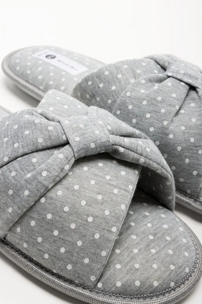 Polka Dot Open Toe Slippers Grey Most Popular Flat Shoes