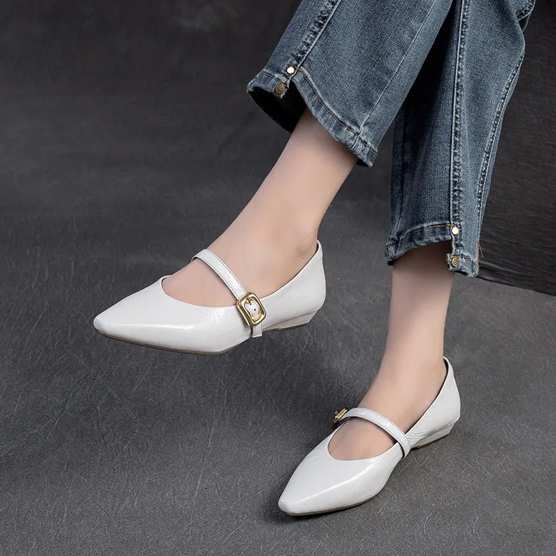 Women Leather Fashion Pointed Toe Casual Dress Shoes Chinos And Dress Shoes