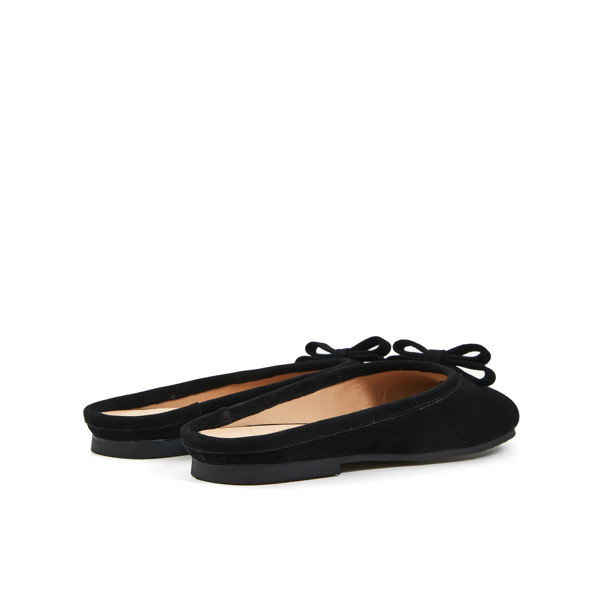 Vintage Flats Shoes Tabitha Flat Tabi Mule in Kid Suede- Black