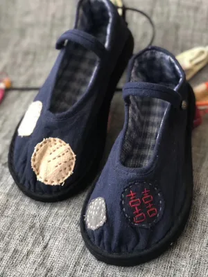 Dsw Wedding Shoes Flats Women Summer Vintage Patch Embroidery Cotton Flat Shoes LL015