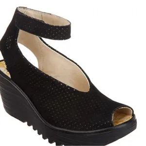 FLY LONDON YALA PERF - BLACK Heels Sandals
