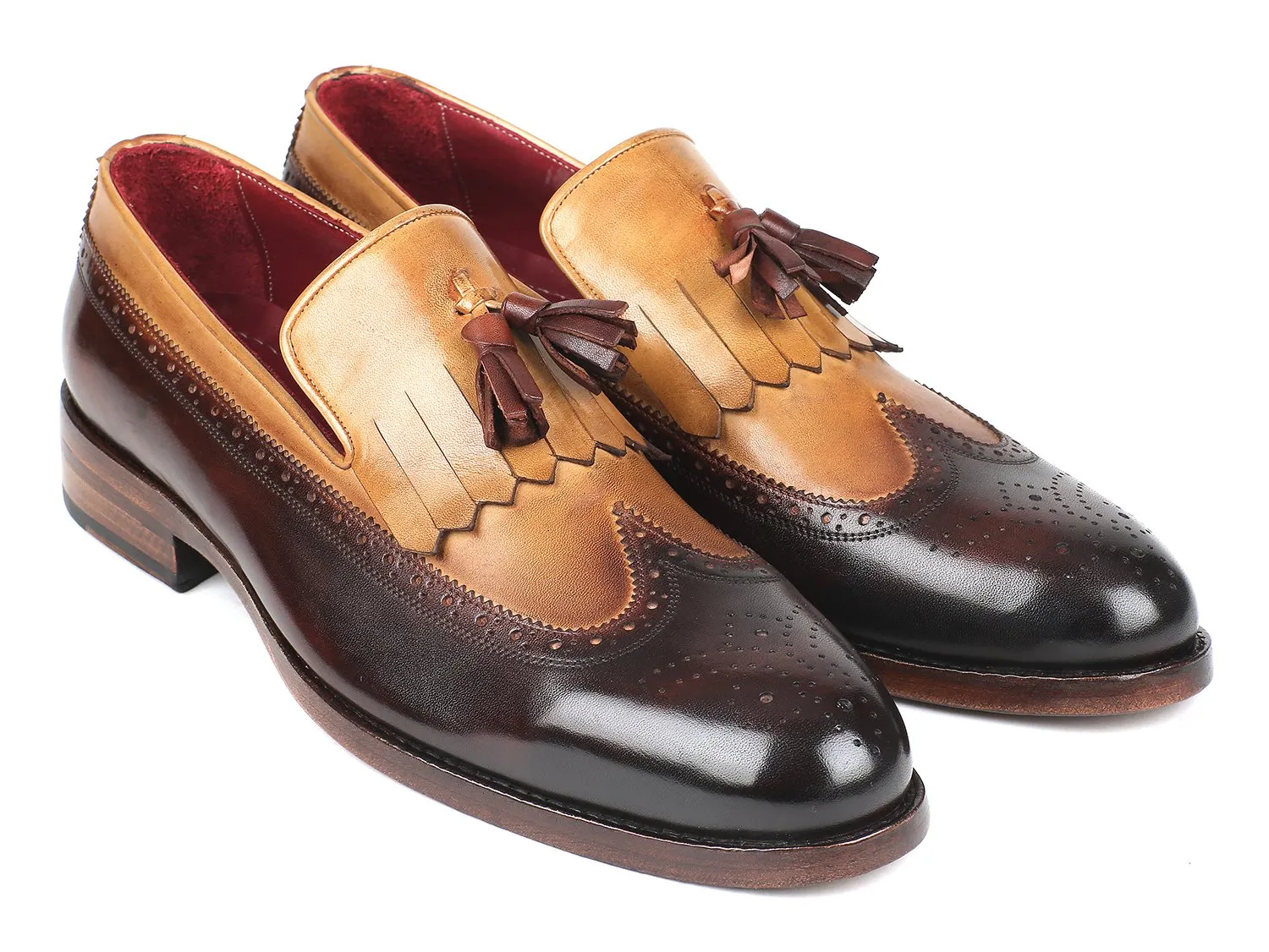 Dolce Vita Slingback Loafers Paul Parkman Kiltie Tassel Loafer Beige and Brown (ID#KT57BJ)