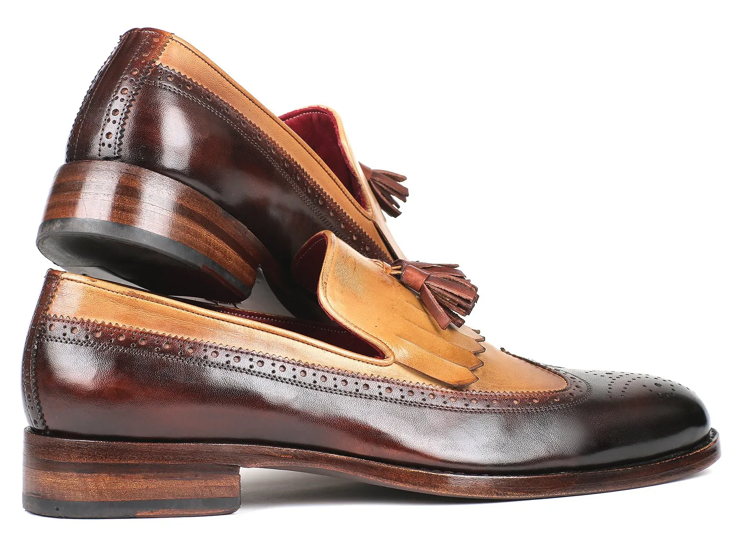 Paul Parkman Kiltie Tassel Loafer Beige and Brown (ID#KT57BJ) Loafers With Flowers