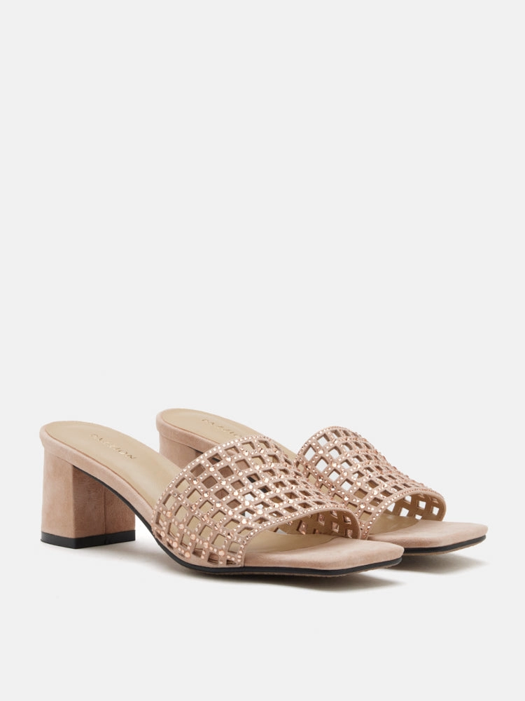 Sandals Puma Iris Crystal Embellished Perforated Mule Heels