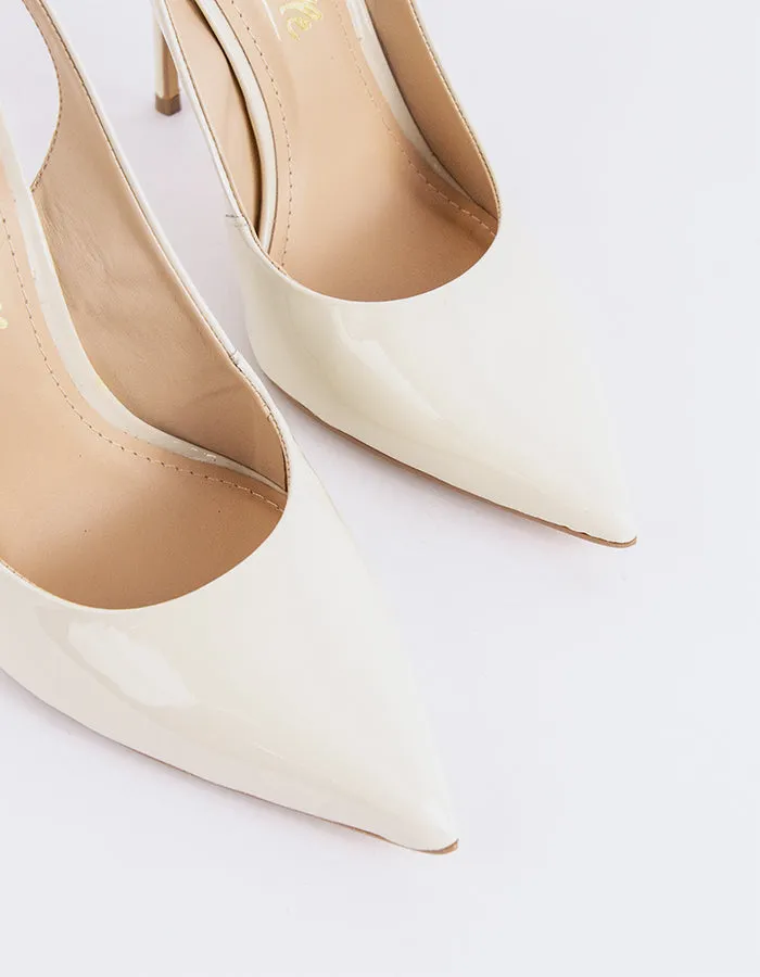 Janeiro Off White Patent Tassel Heels