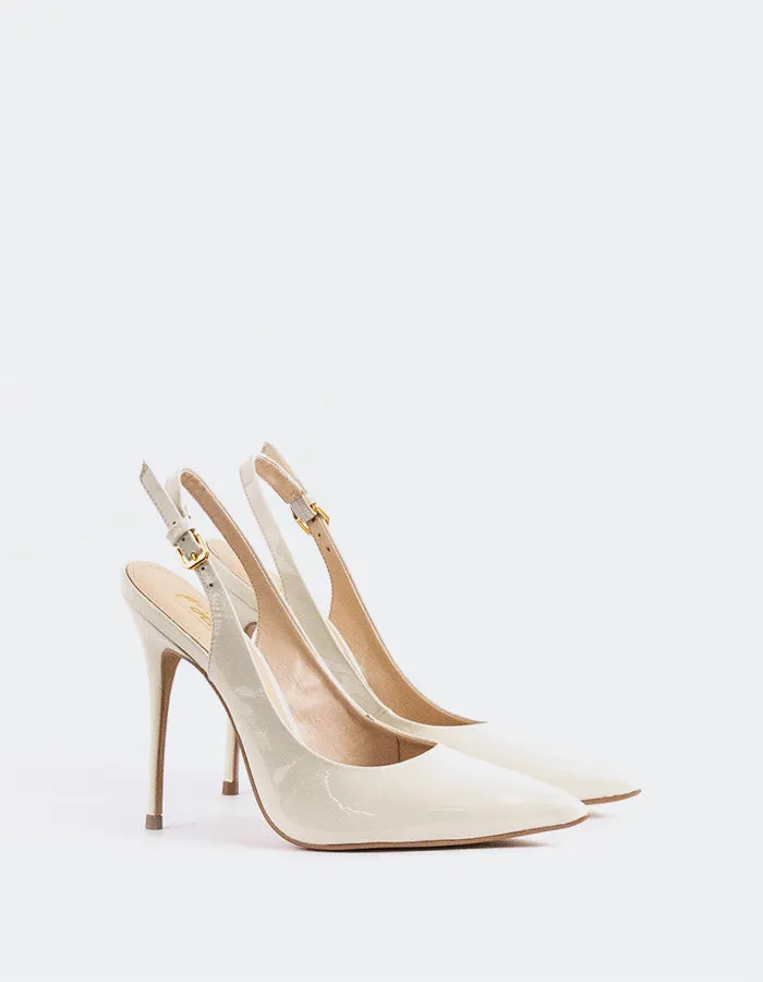 Knee High Boots Short Heel Janeiro Off White Patent