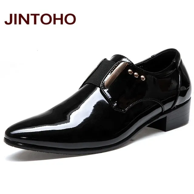 JINTOHO Men Dress Italian Leather Shoes Slip On Fashion Men Leather Moccasin Glitter Formal Male Shoes Pointed Toe Shoes For Men Tennis Shoes That Look Like Dress Shoes