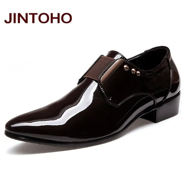 Best Dress Shoes For Flat Feet And Overpronation JINTOHO Men Dress Italian Leather Shoes Slip On Fashion Men Leather Moccasin Glitter Formal Male Shoes Pointed Toe Shoes For Men