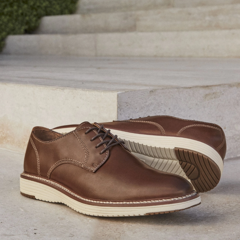 Johnston & Murphy Upton Plain Toe Tan Full Grain Leather Shoe (Men's) Stride Rite Dress Shoes