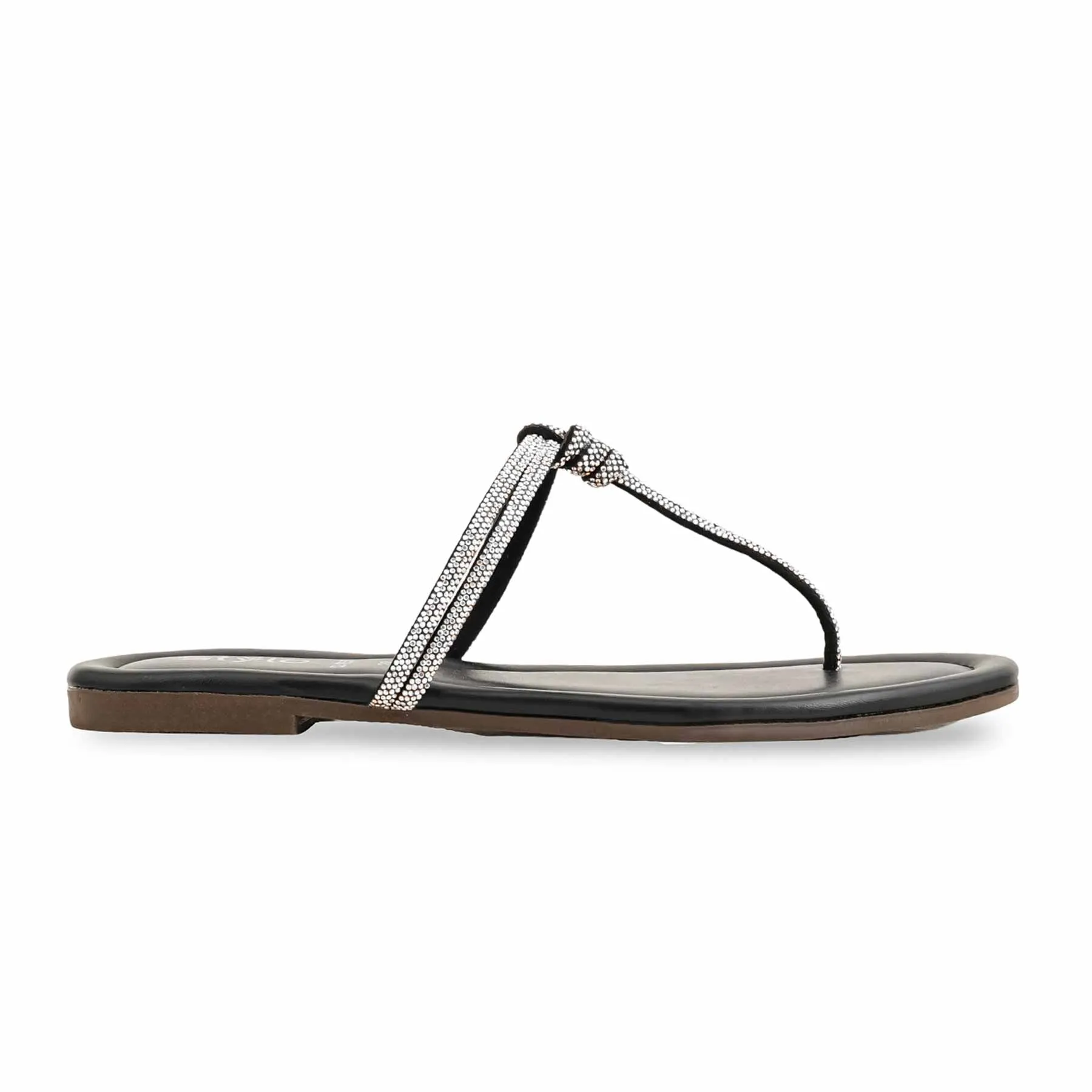 Cloth Flats Shoes Black Casual Chappal For Women CL1959