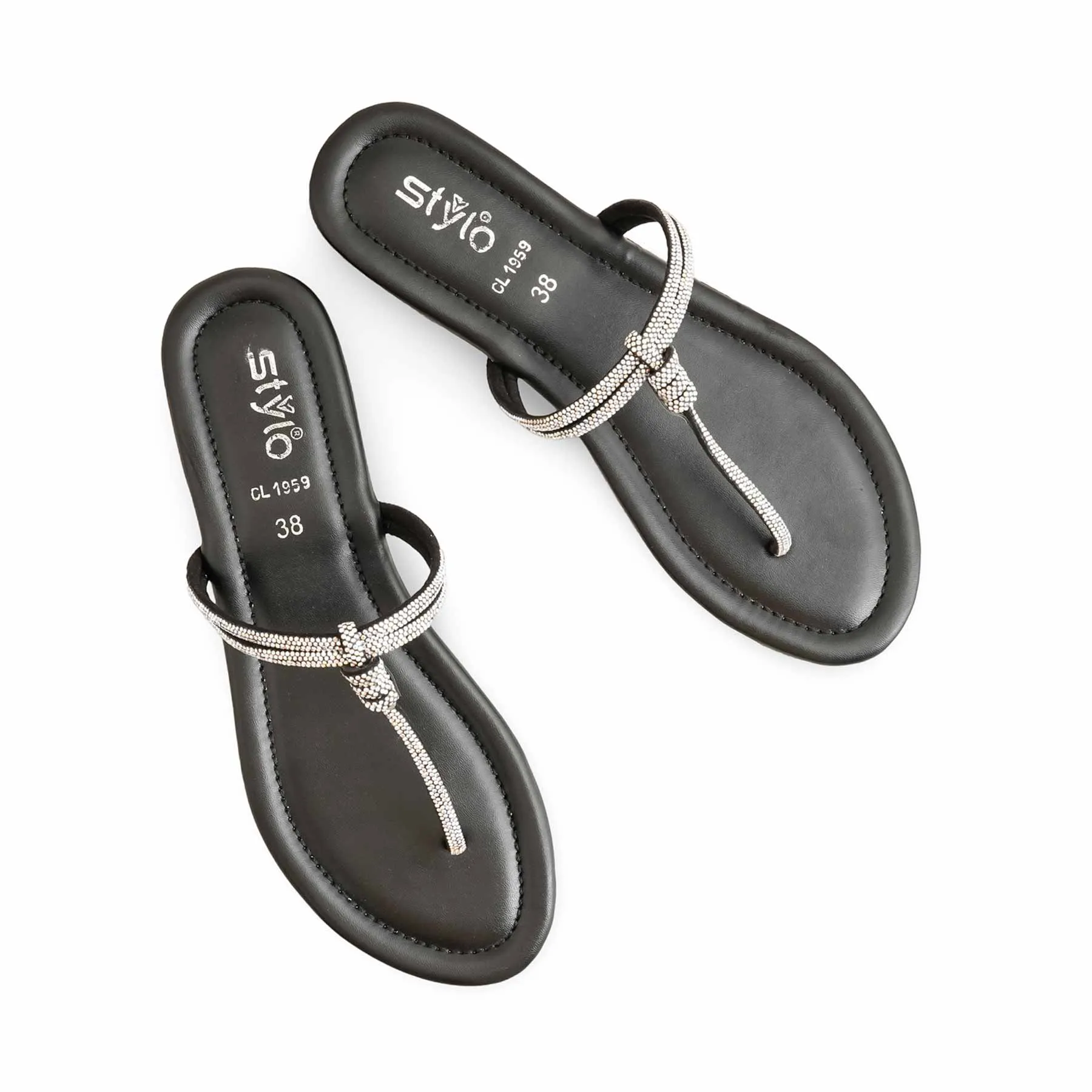 Black Casual Chappal For Women CL1959 Casual Shoes For Flat Feet