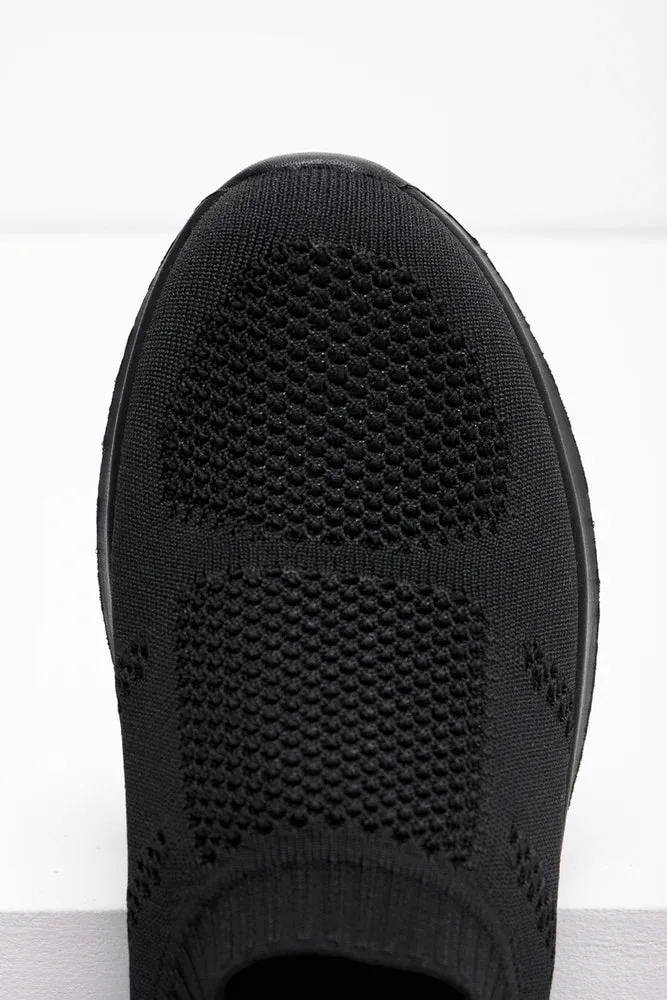 Gum Sole Sneakers Knitted Trainer Black