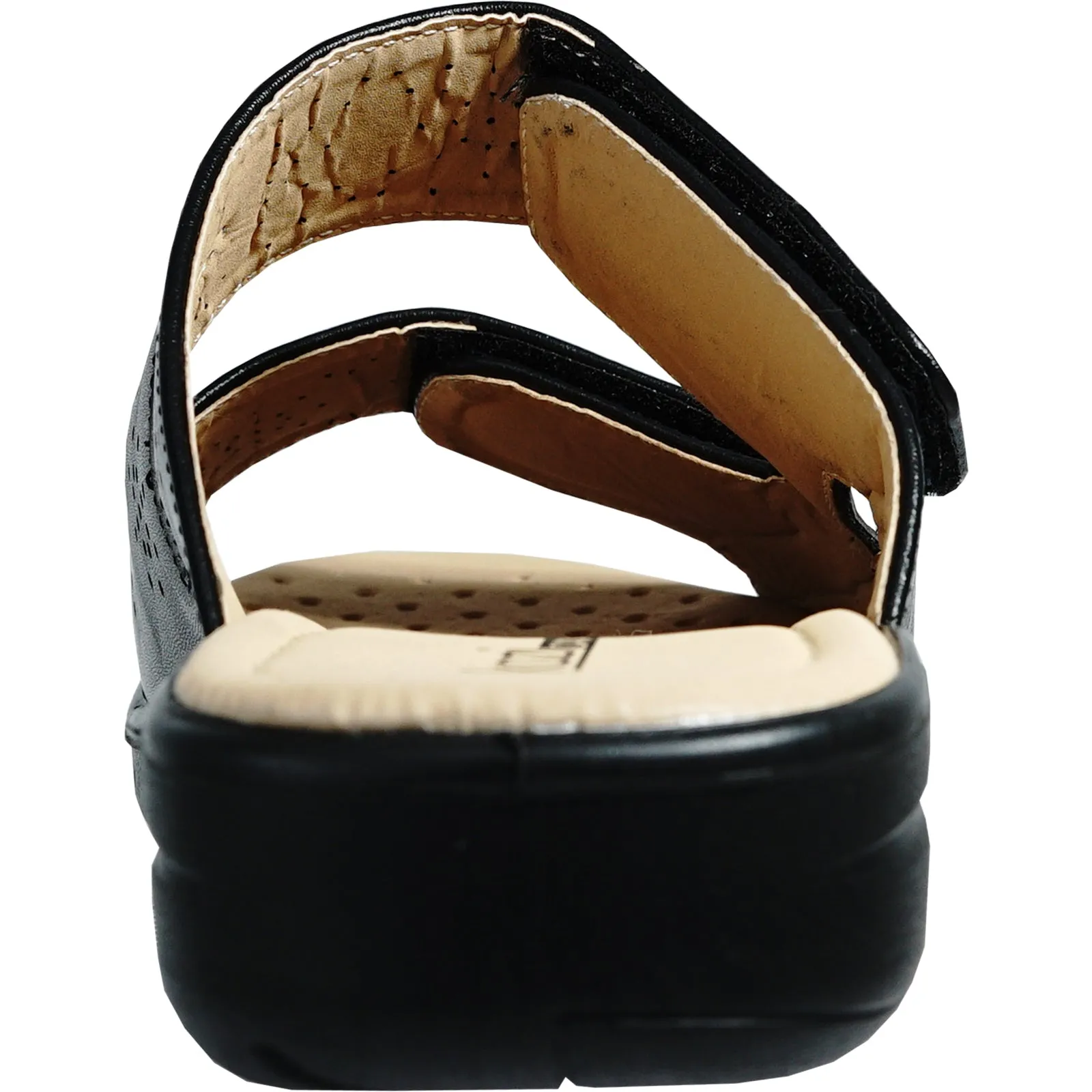 kozi Women Sandal OY5125 Comfort Wedge Sandal Black Wedge Slide Sandals