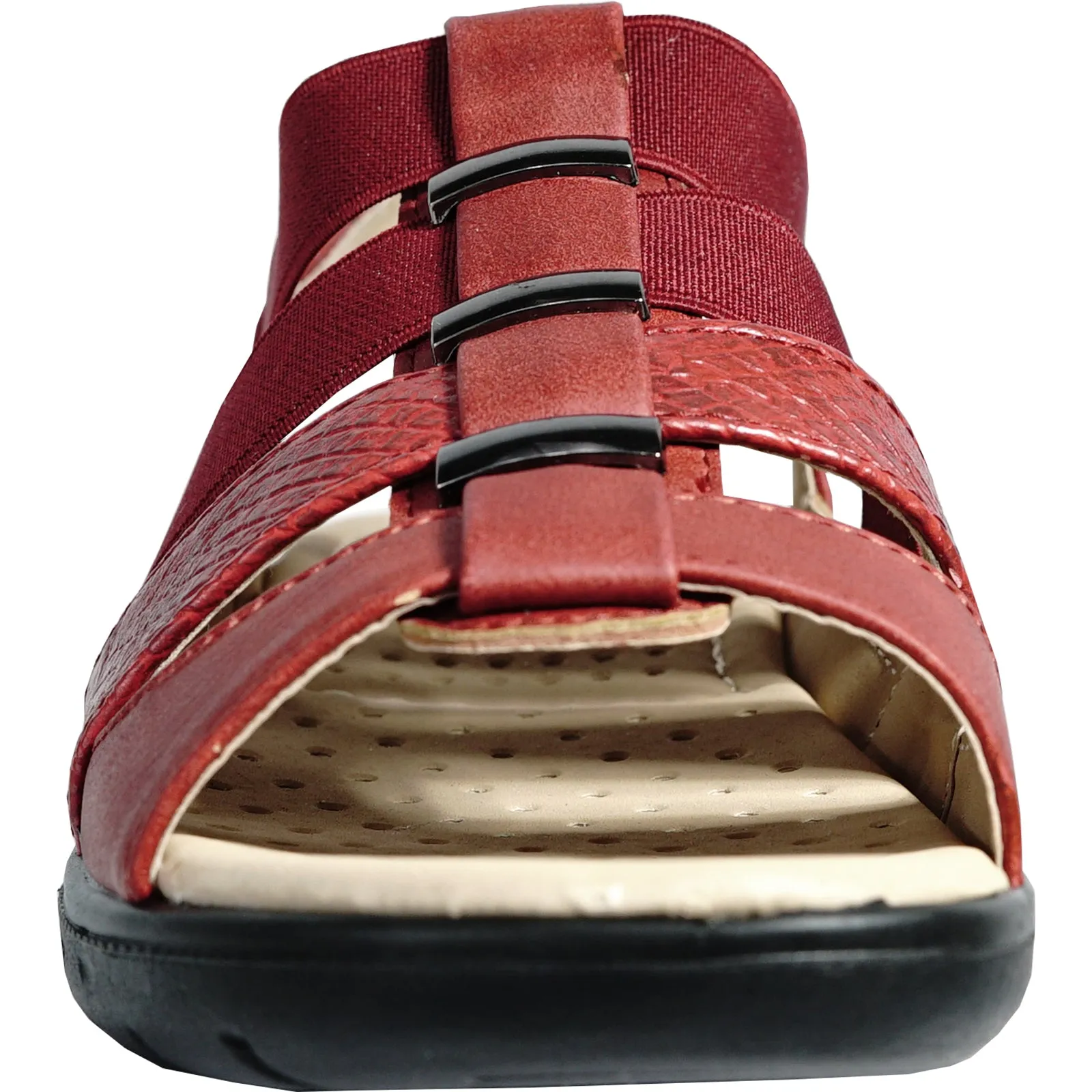 kozi Women Sandal OY5126 Comfort Wedge Sandal Red High-heel Strappy Sandals