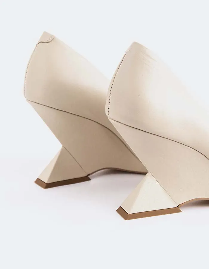 Kressy Off White Leather High Heeled Ankle Boots