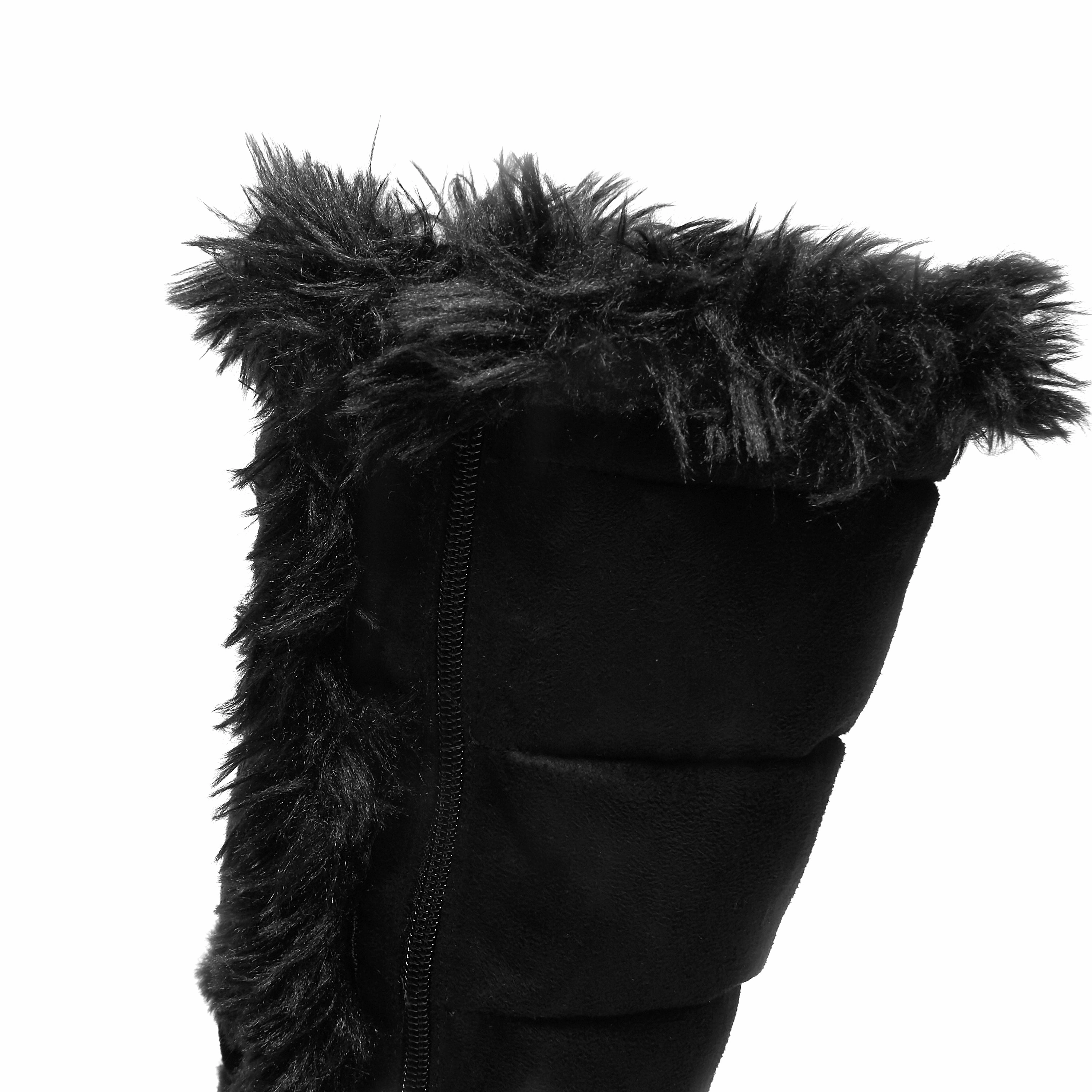 La Push Crescent Platform Faux Fur Long Boots - Black Cheetah Print Boots