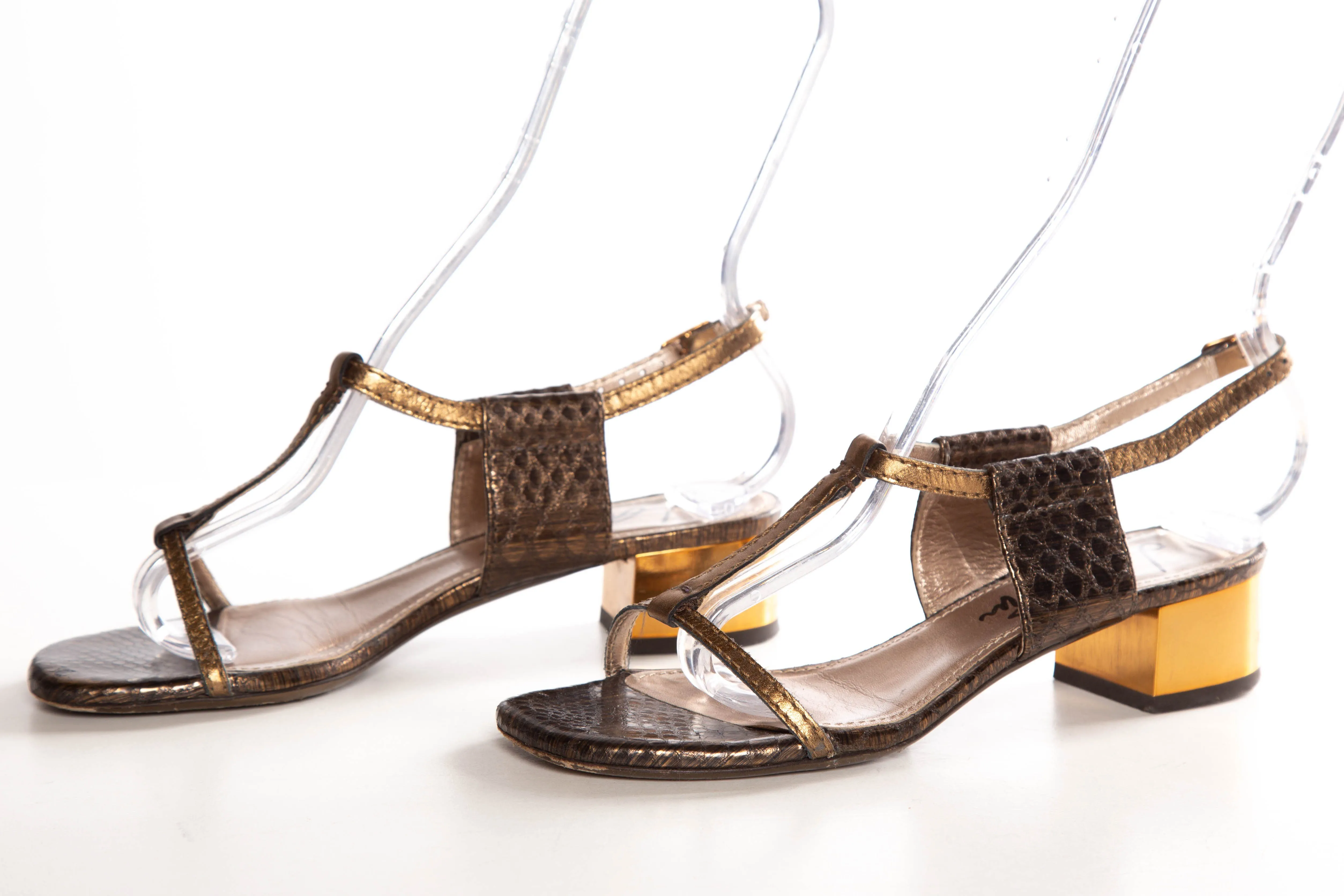 Intentionally Blank Sandals Lanvin Bronze Python Skin Ankle Strap Sandals SZ 35