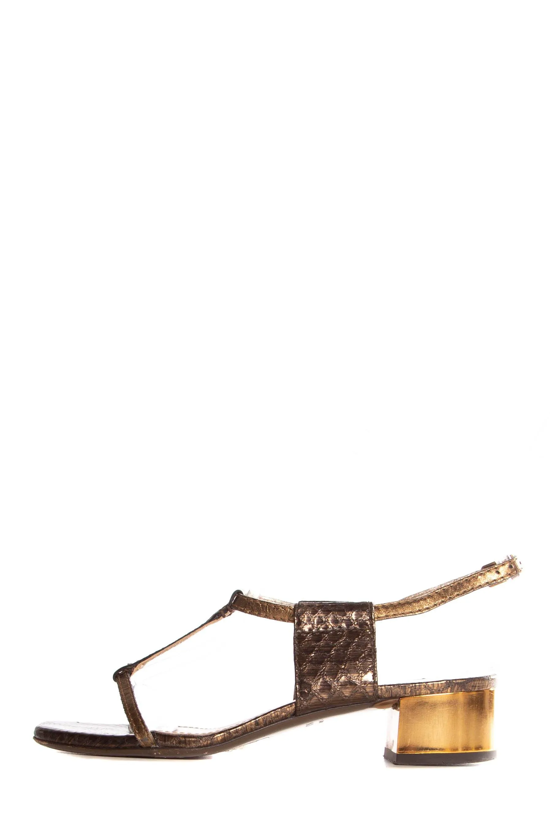Lanvin Bronze Python Skin Ankle Strap Sandals SZ 35 Sandals Ocho Rios Jamaica