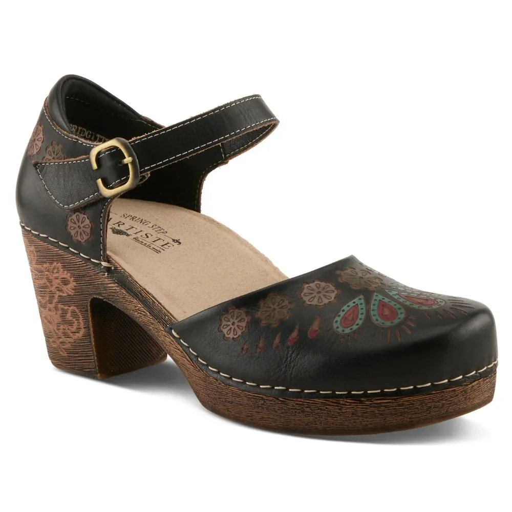 L'artiste By Spring Step Bridgitte Black Multi Leather Pump (Women's) Dress Tan Shoes