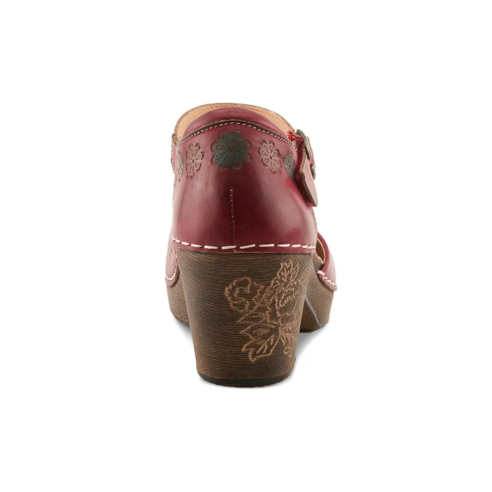 L'artiste By Spring Step Bridgitte Dark Red Multi Leather Pump (Women's) Lace Up Dress Shoes