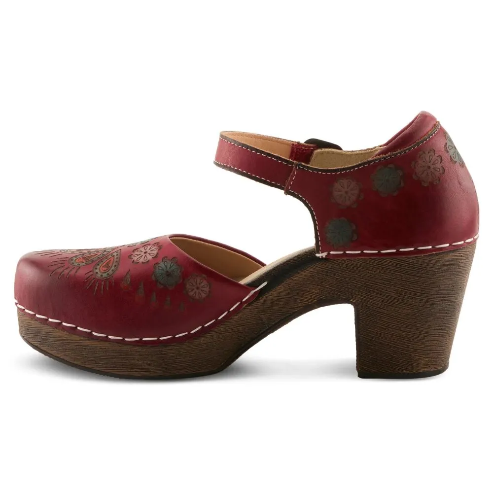 Comfortable Summer Dress Shoes L'artiste By Spring Step Bridgitte Dark Red Multi Leather Pump (Women's)