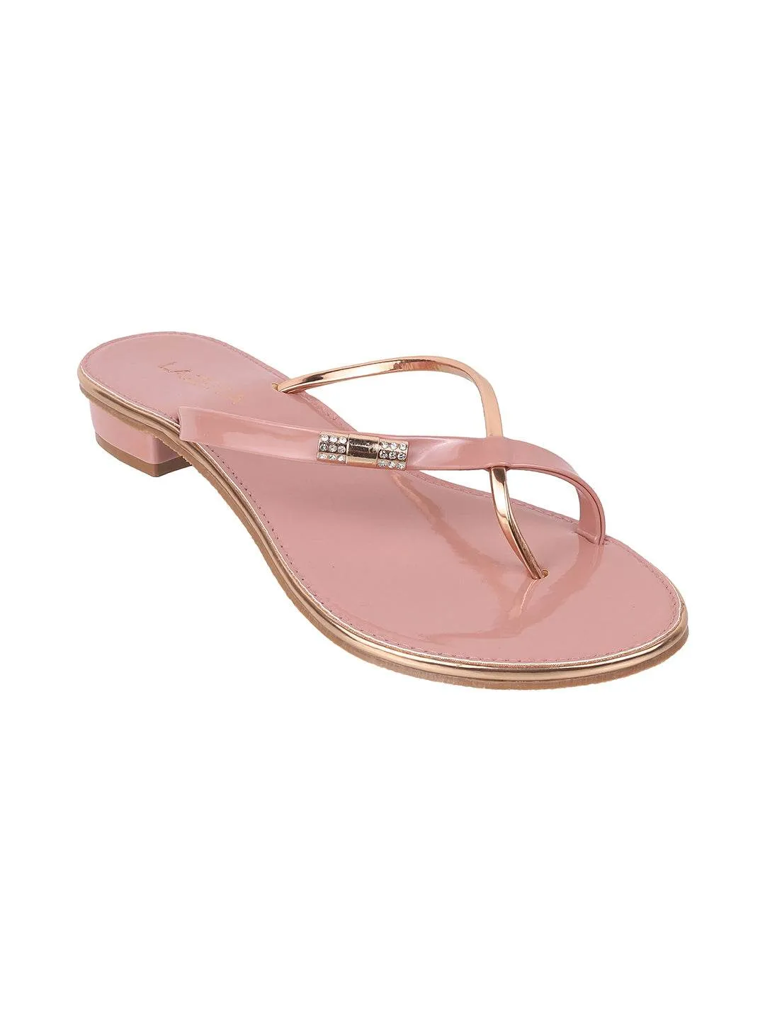 Flat Feet Shoes For Walking Lazera Glossy Embellished Flats (1477)