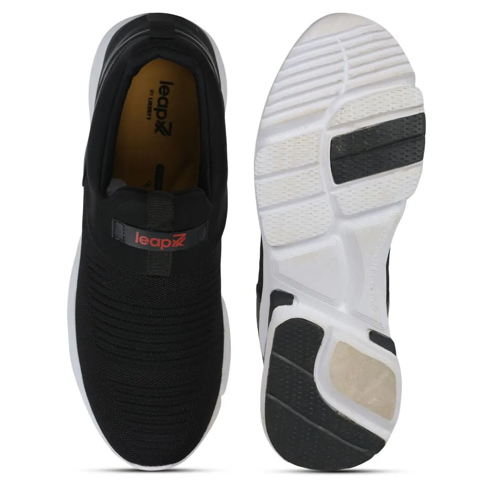 Leap7x Non-Lacing Black Casual Slip-on Shoes For Men BRISK-01 By Liberty Air Max Flyknit Racer Casual Shoes