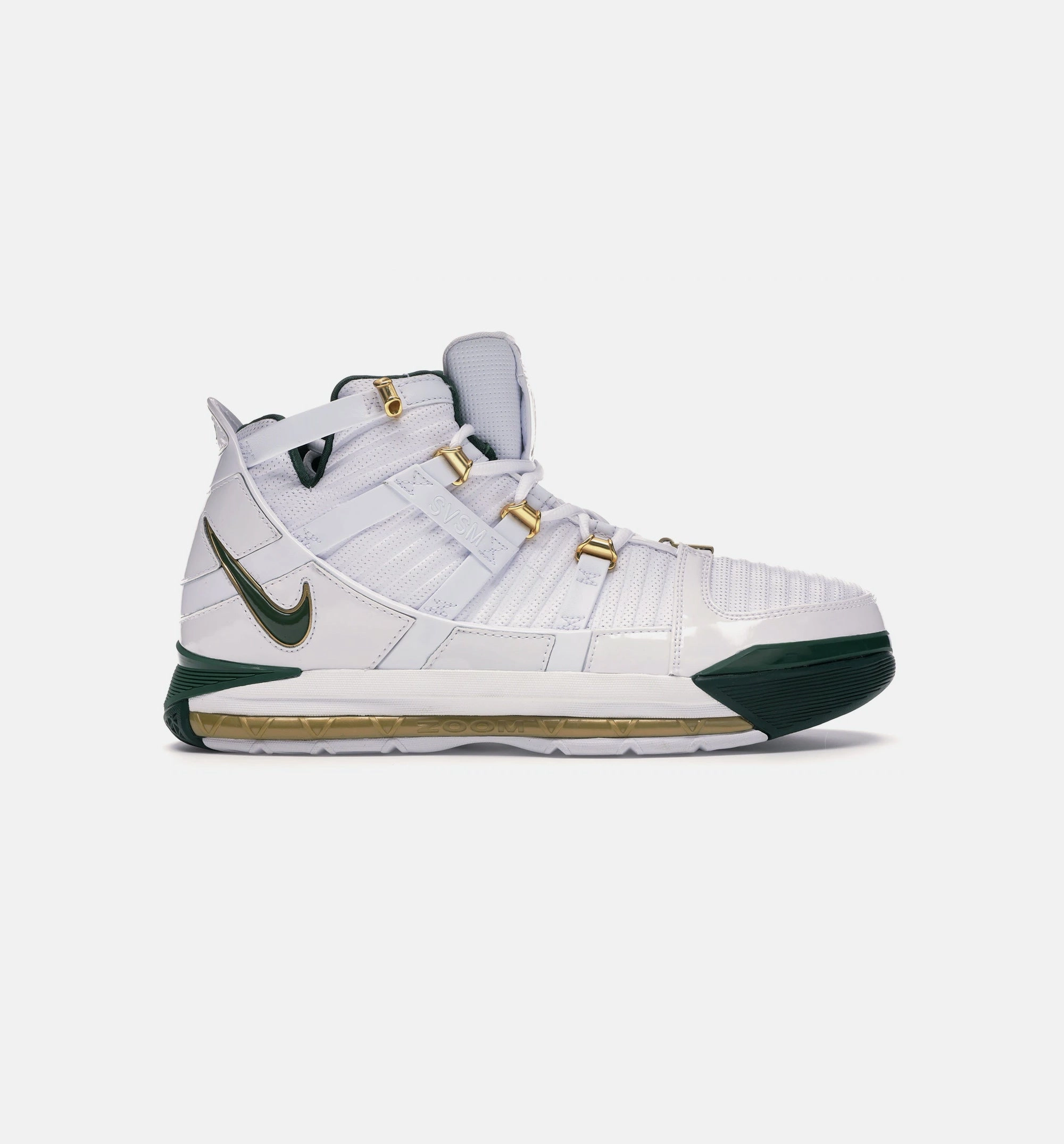 Lebron 3 QS "Svsm Home" Mens Basketball Shoe - White/Deep Forest-Gold Dust Youth Basketball Shoes
