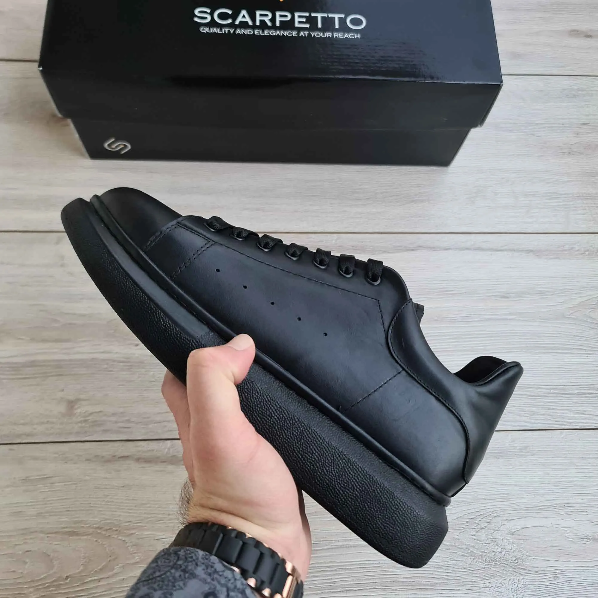Lift Black Soft Genuine Leather Sneakers | Platform High Sole Best Flat Foot Sneakers