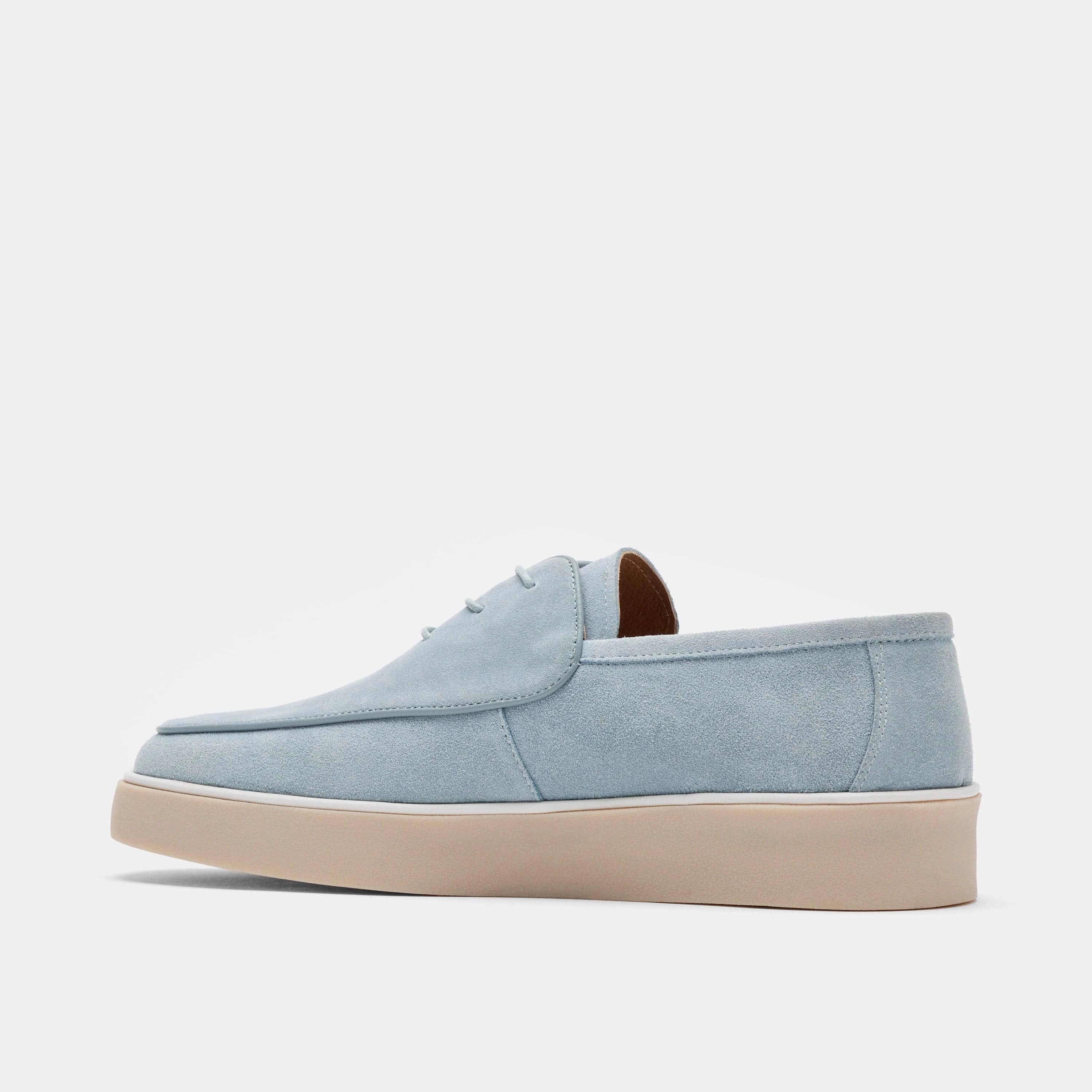 Boat Shoes And Dress Pants Cannes Sky Blue Suede Lace-Up Sneakers