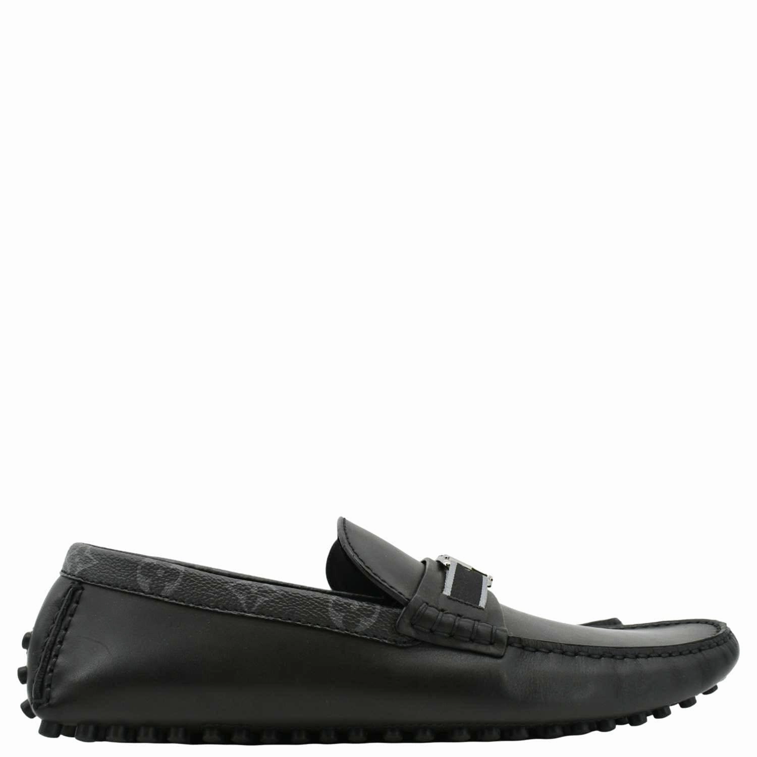 LOUIS VUITTON Hockenheim Moccasin Leather Loafers Black US 10 Nine Loafers