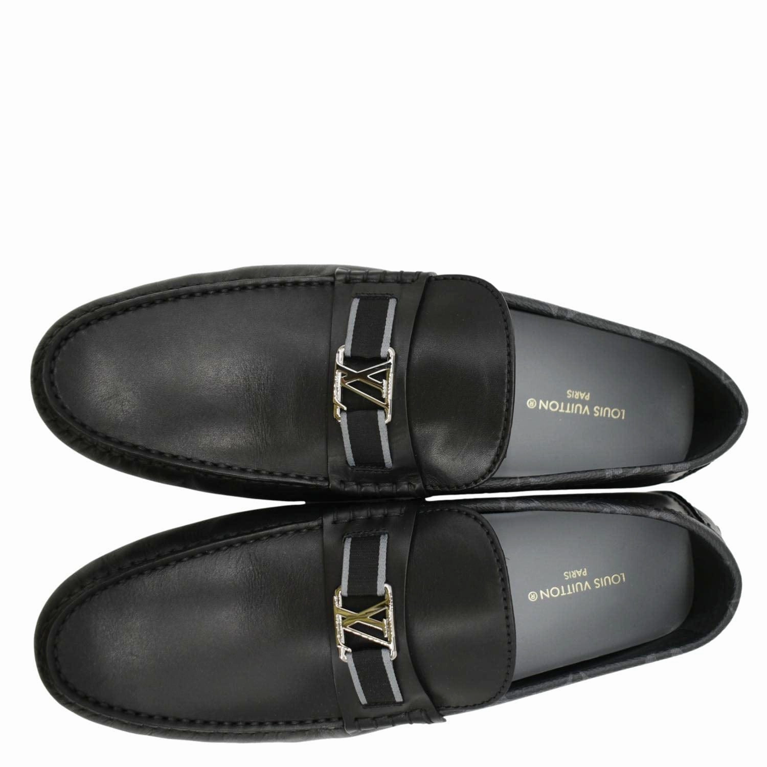 LOUIS VUITTON Hockenheim Moccasin Leather Loafers Black US 10 Velvet Tuxedo Loafers