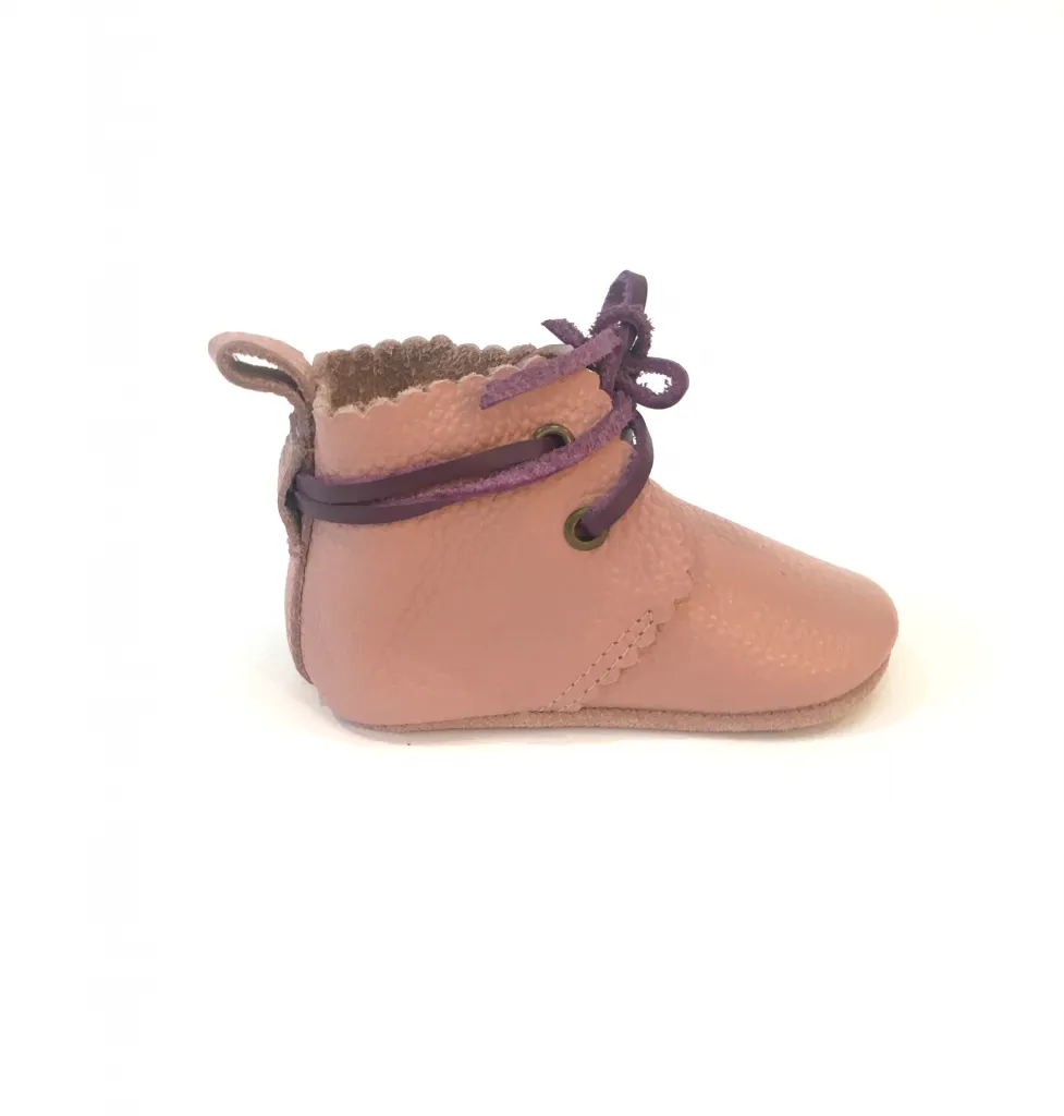 Mabel Laced Ankle Boots - Vintage Pink Boots Sole