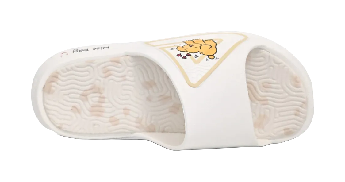 Shearling Slippers PEAK Tai Ji1.0 Quiet Cushioning Slide Slippers Unisex Ivory Yellow