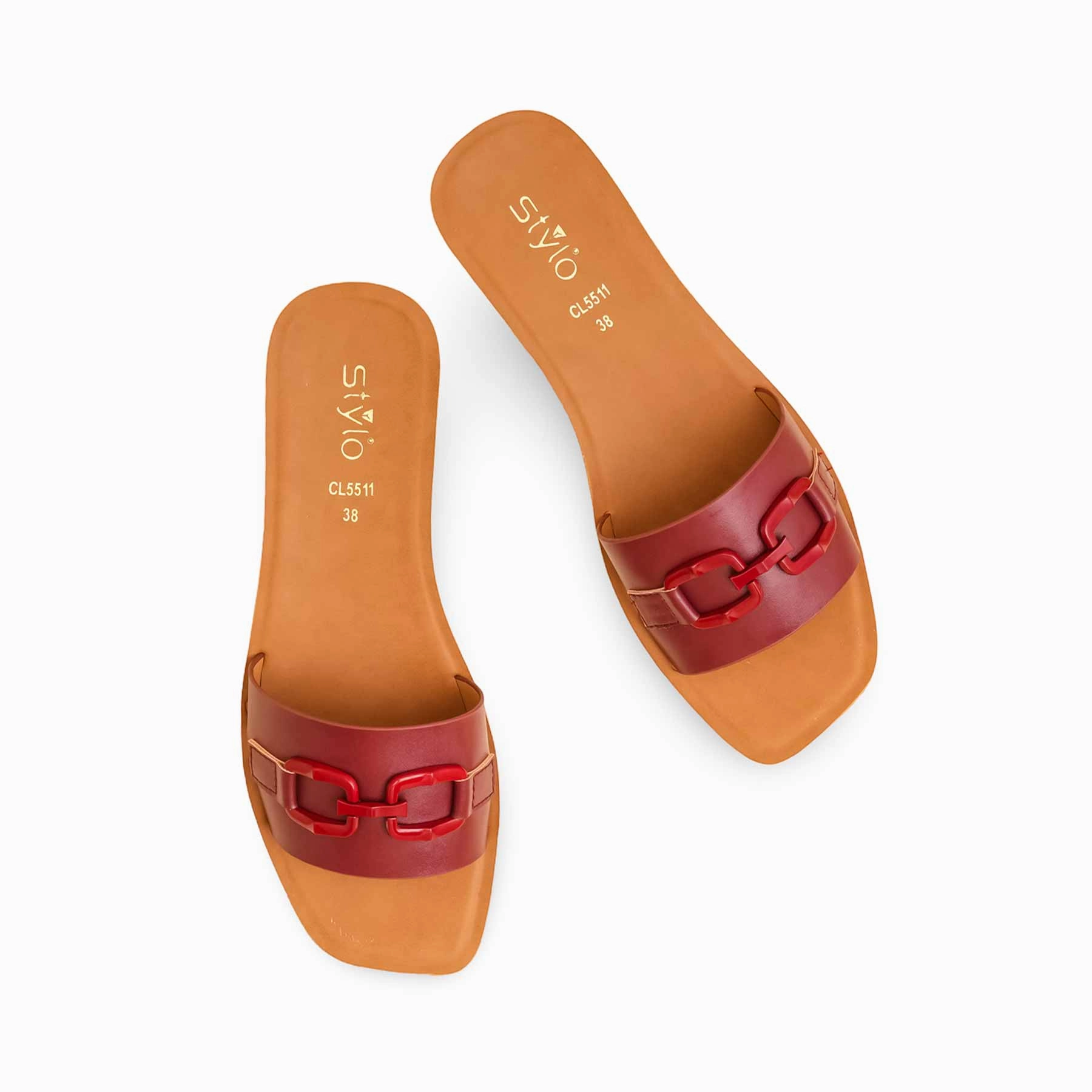 Tabi Shoes Flat Maroon Casual Softy For Women CL5511