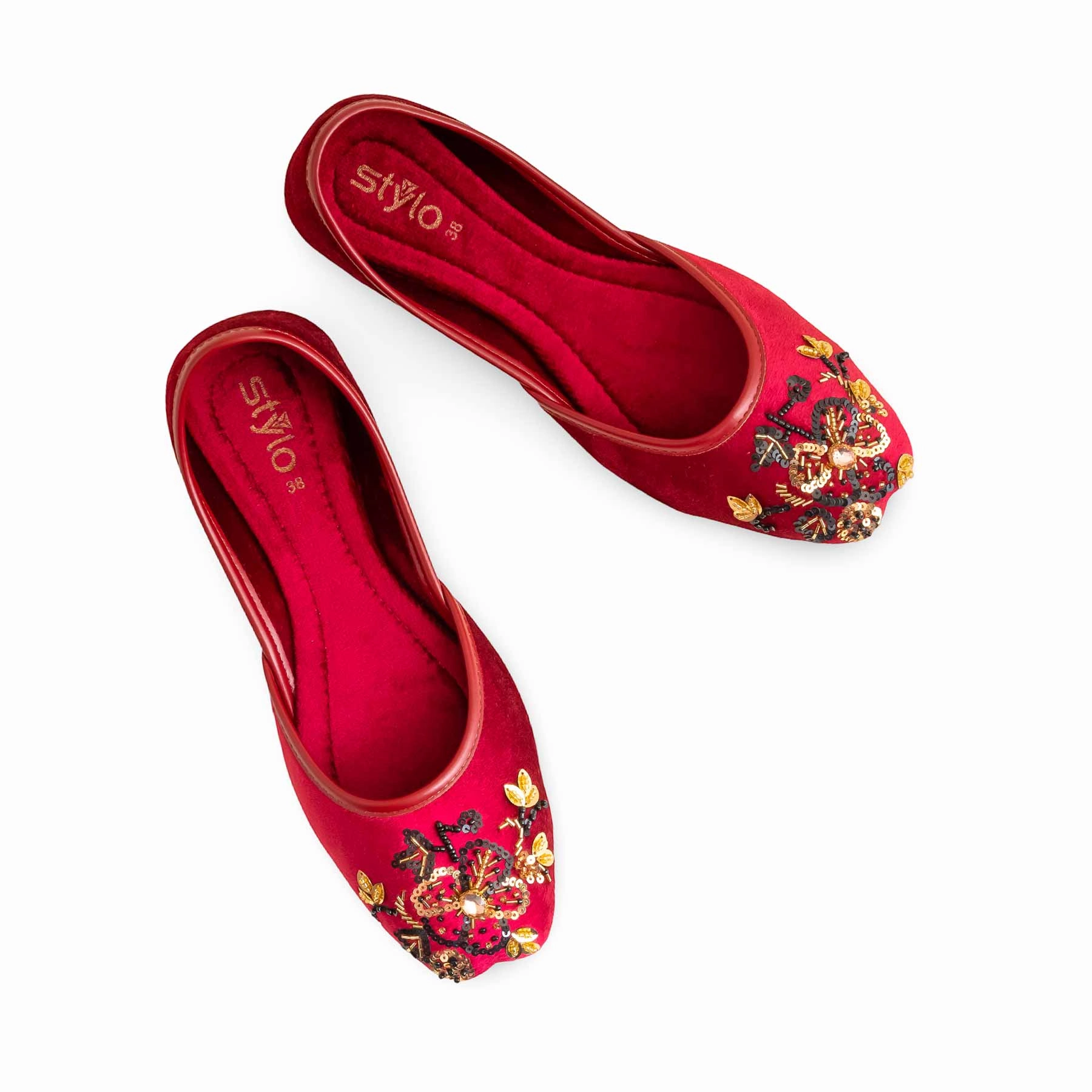 Maroon Fancy Women Khusa EC8558 Cut Out Flat Shoes