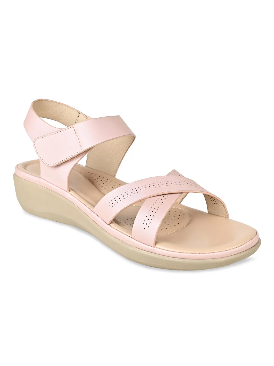 Rocia By Regal Pink Women Comfort Flat Sandals Wide Flat Pedal Shoes