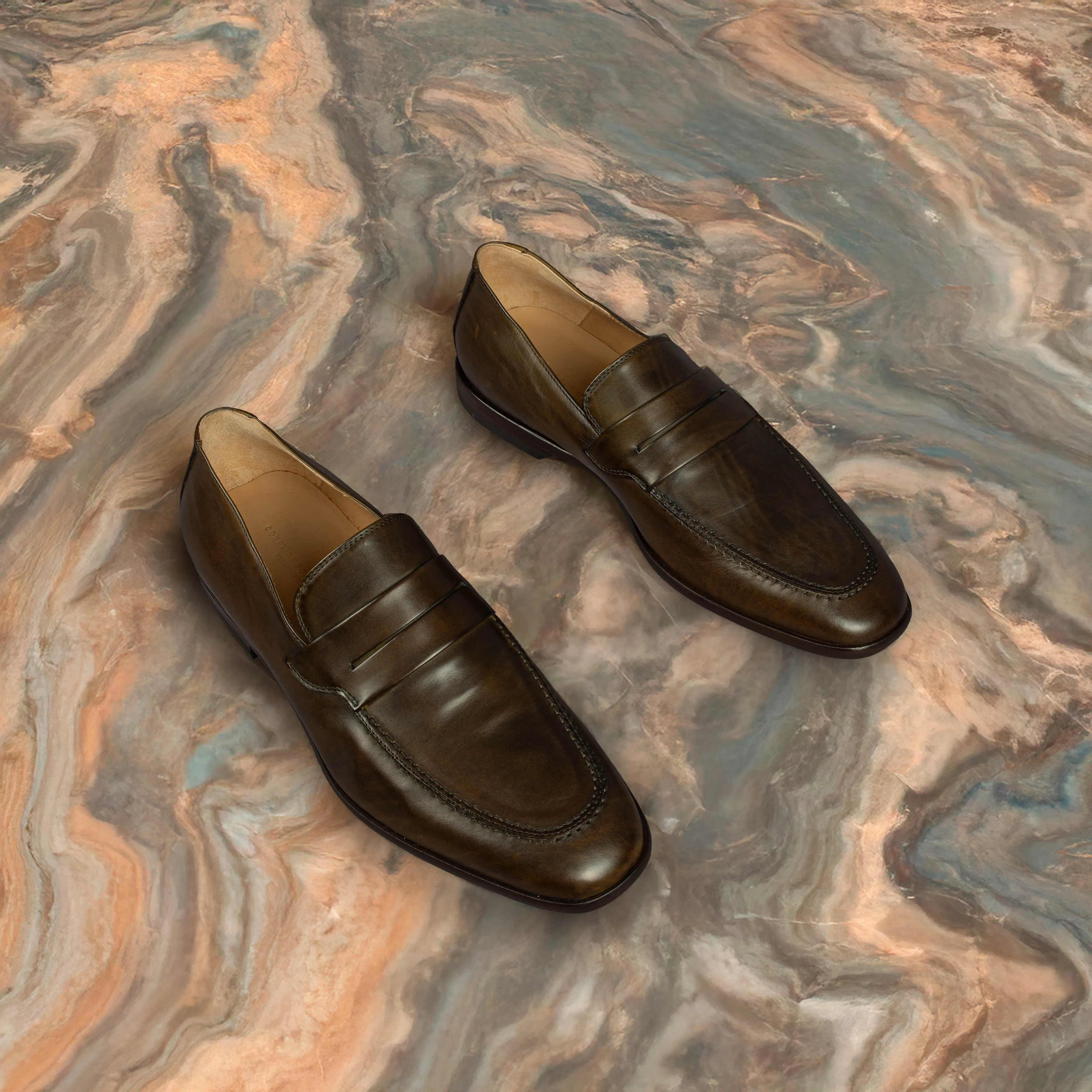 Maxwell Mid Brown And Gold Dress Shoes