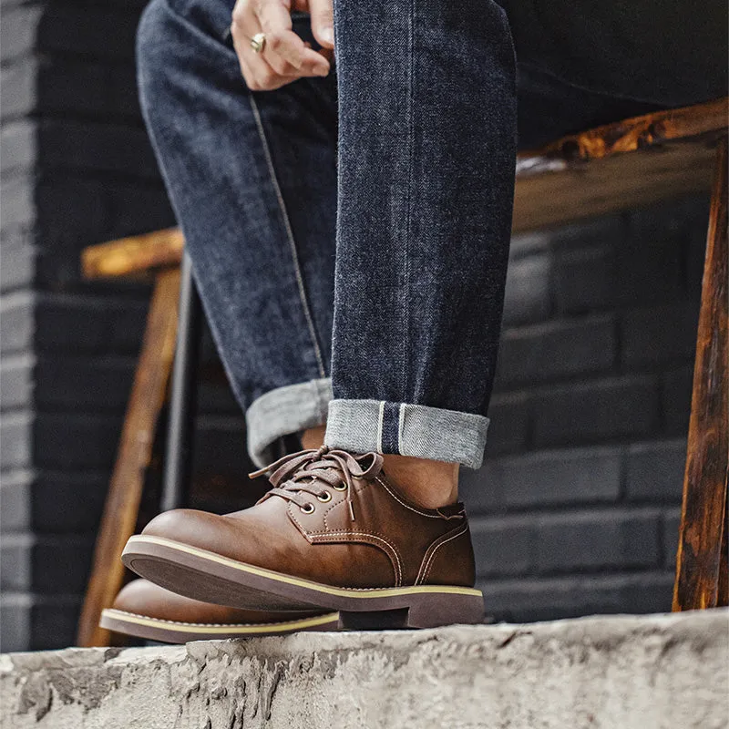 Men Classic Cowhide Leather Casual Work Shoes Barefoot Shoes Casual Wear