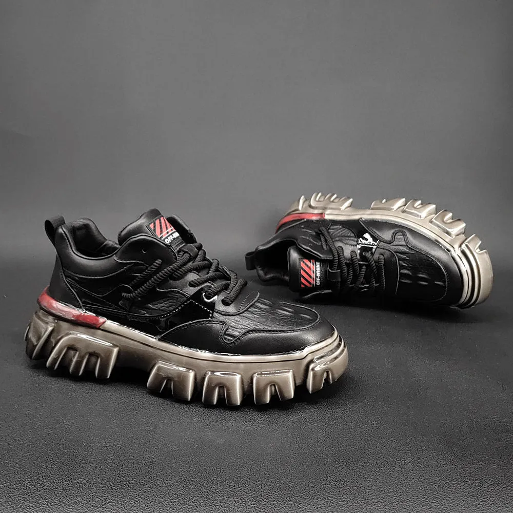 Men Fashion Leather Patchwork Thick Soled Casual Shoes Casual Macy's Shoes Sale