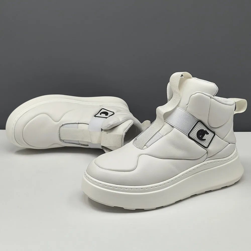 Men Fashion Minimalism Leather High Top Casual Shoes Travel Fox Casual Shoes