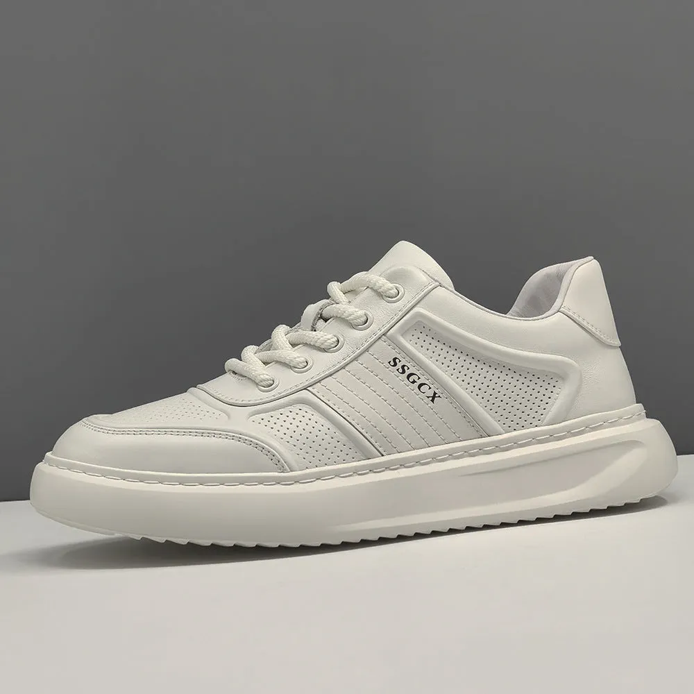 Men Fashion Plain Leather Breathable Casual Sneakers Casual Dresses To Wear With Shoes