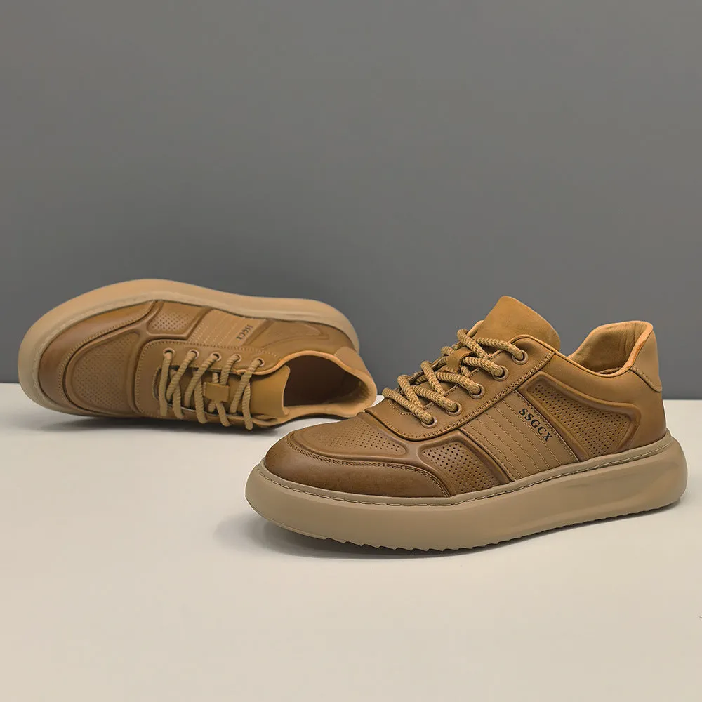 Men Fashion Plain Leather Breathable Casual Sneakers Air Max Solo Casual Shoes