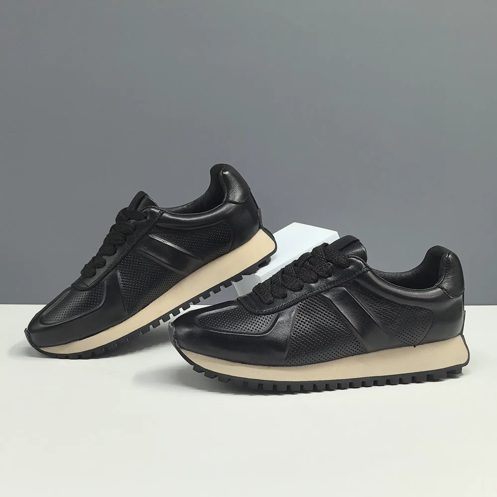 Casual Shoes That Look Formal Men Fashion Solid Leather Breathable Casual Sneakers