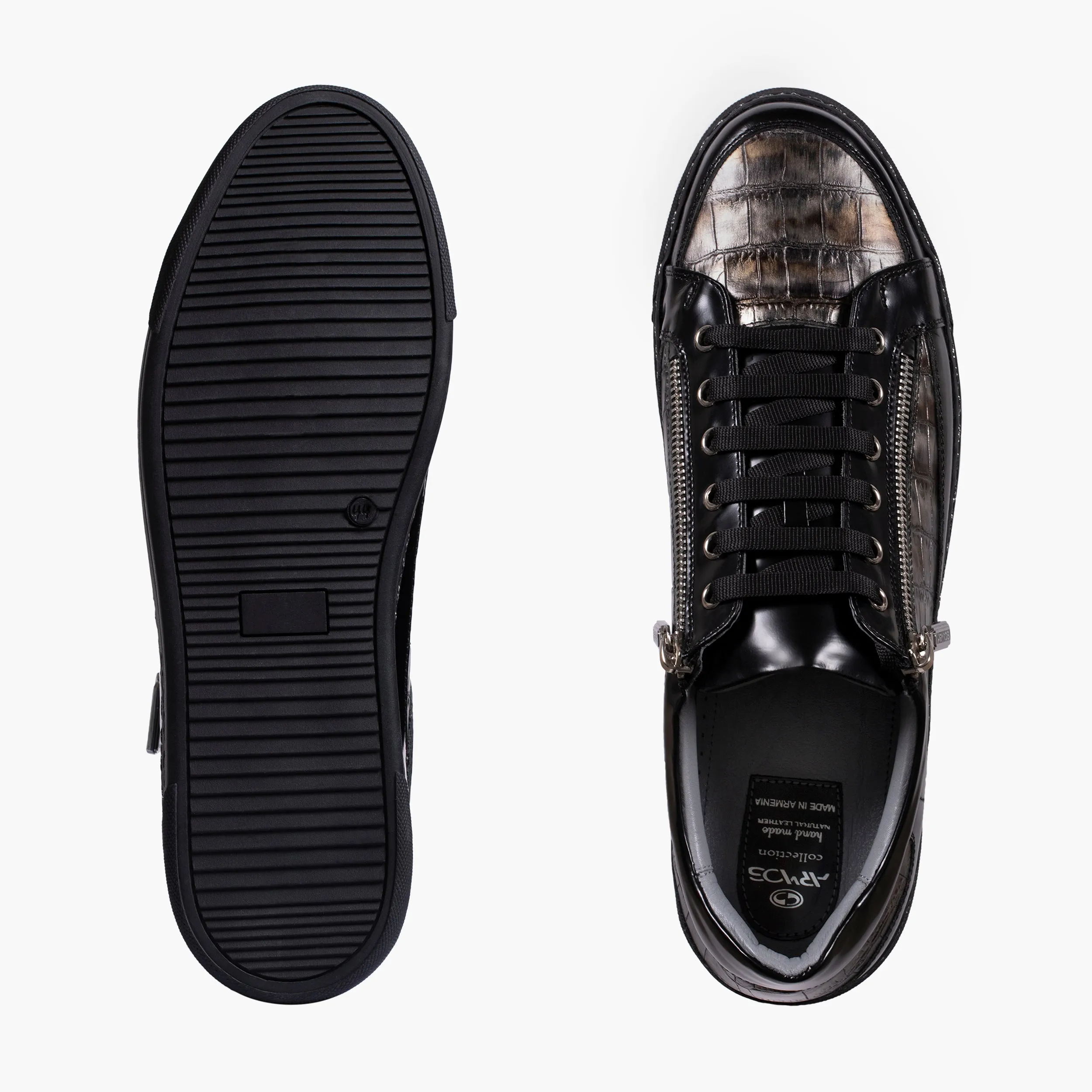 Oq Sneakers Men's Gold & Silver Leather Sneaker