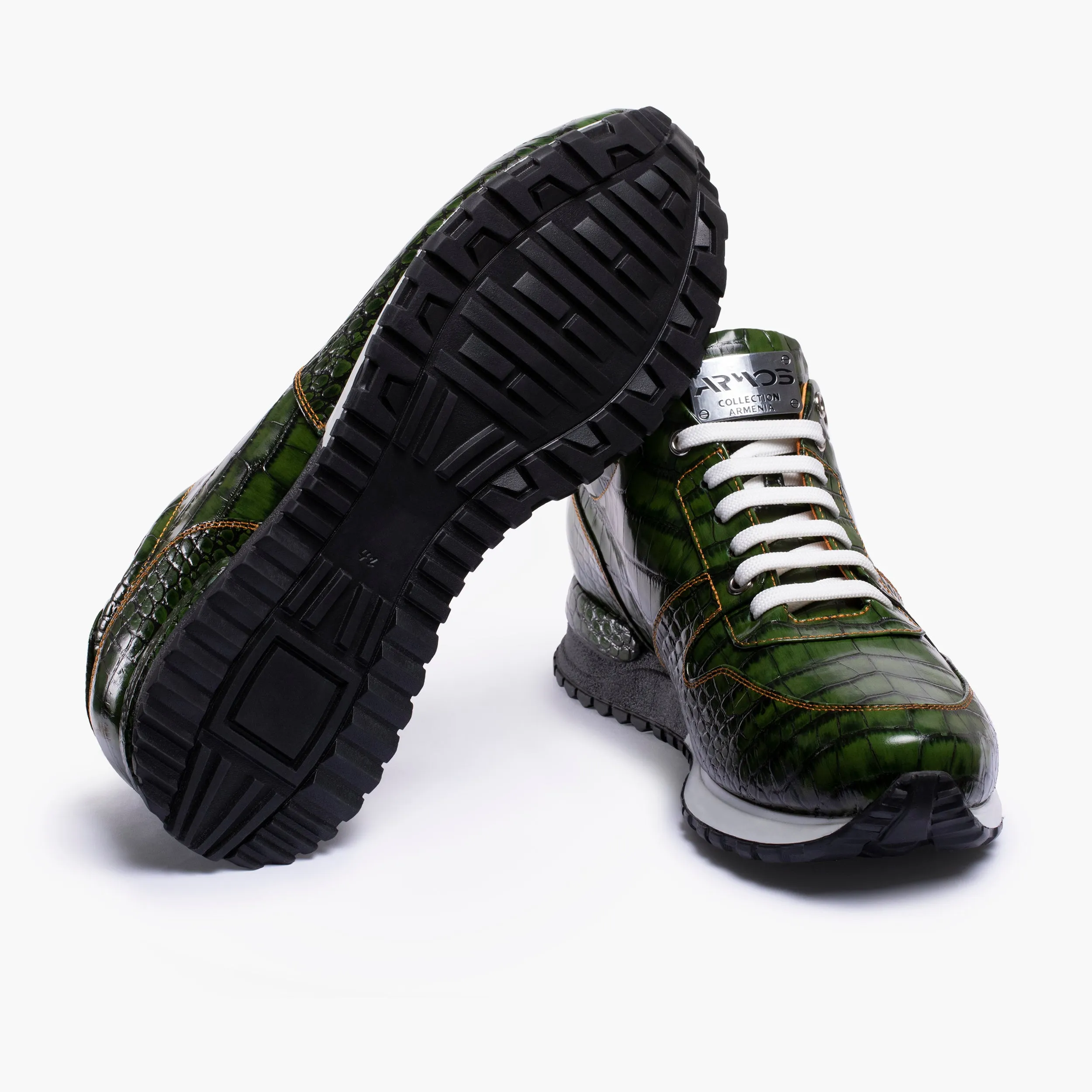 Campo Leather Sneakers Men's Green Croc-Print Leather Sneaker