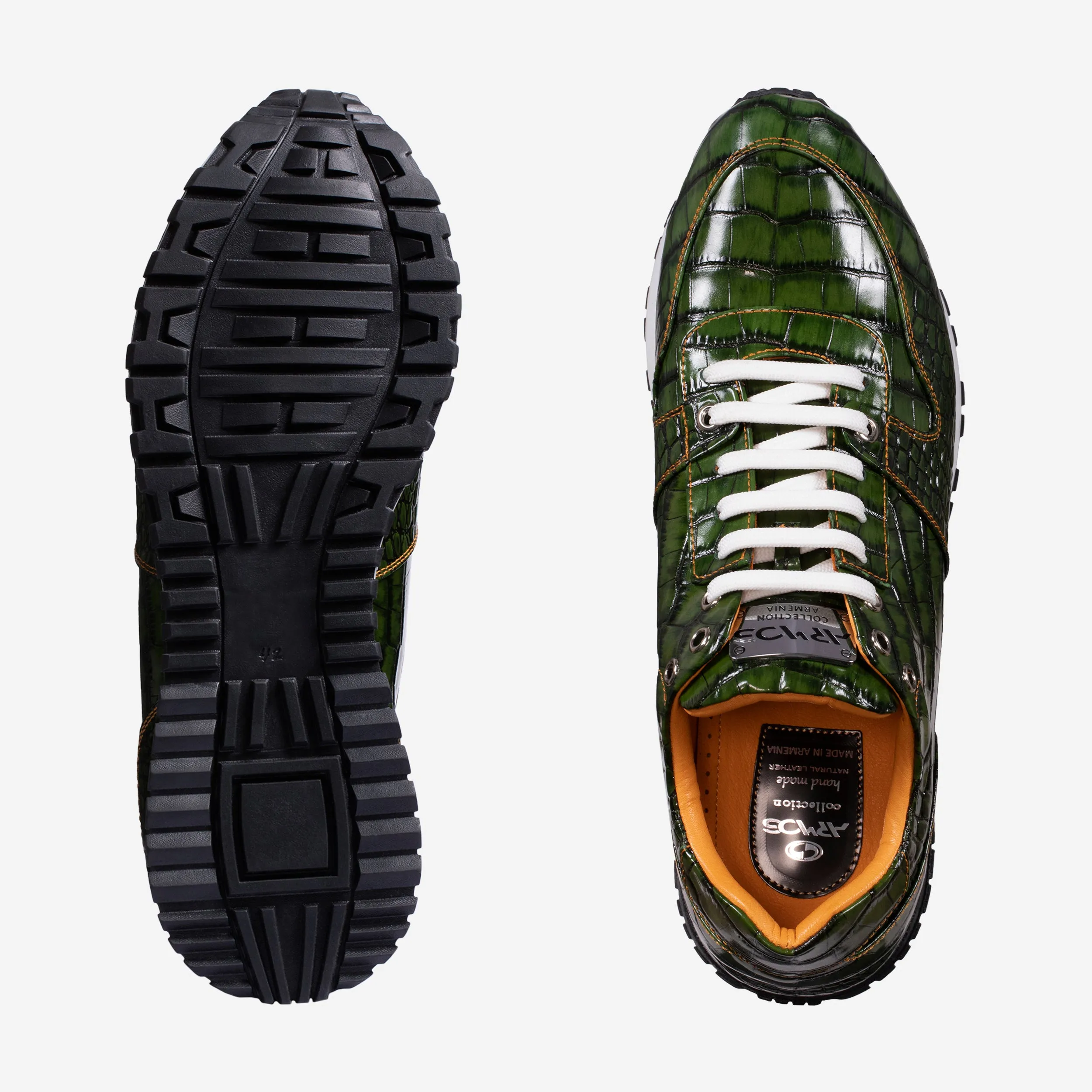 Men's Green Croc-Print Leather Sneaker Lamelo Ball Sneakers