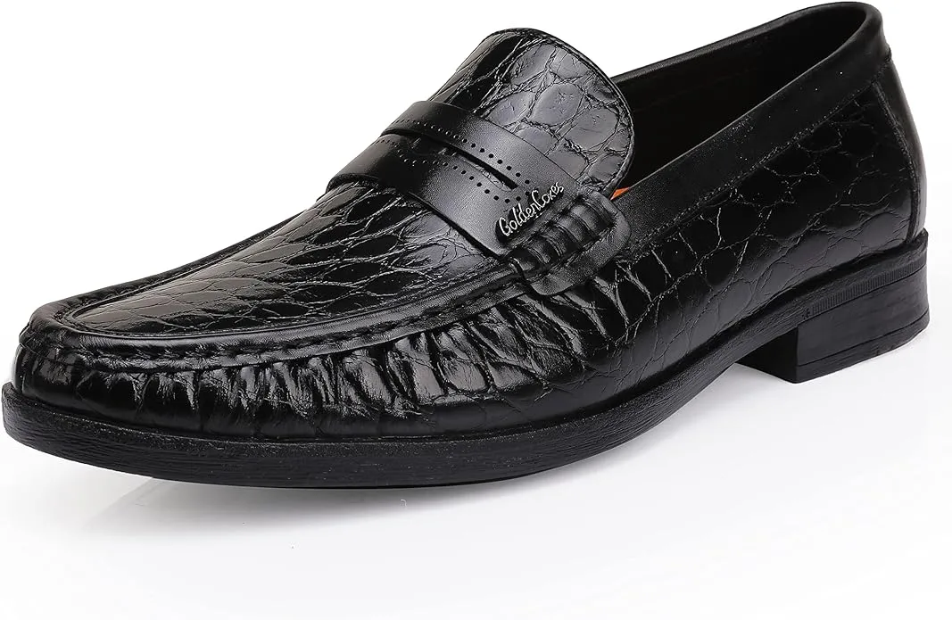 Louis Vuitton Shoes Loafers Men's Leather Penny Loafers Formal Dress Shoes Crocodile Printed Soft Slip-On Loafer for Men