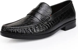 Lemaire Piped Loafers Men's Leather Penny Loafers Formal Dress Shoes Crocodile Printed Soft Slip-On Loafer for Men