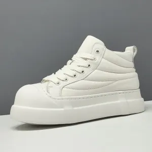 Runs Casual Shoes Men's Minimalist Plain Quilted Leather High Top Casual Shoes